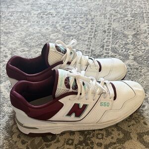 New Balance 550 White and Maroon Sneakers